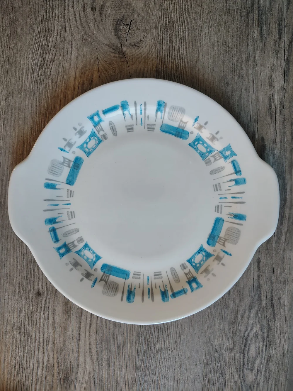 Vintage 5pc Royal China Blue Heaven Dinner Plates & Tab Handle Platter Set